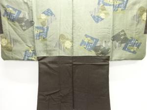 アンティーク　色紙に龍・唐獅子模様肩裏男物羽織